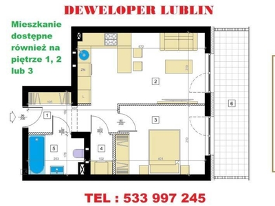 Mieszkanie Lublin 42.68m2 2 pokoje