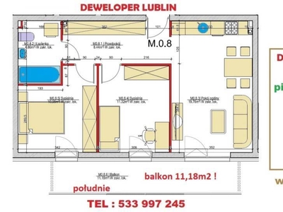 Mieszkanie Lublin 55.36m2 3-pok