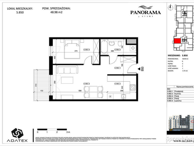 Panorama 3 Stawy Mieszkanie 48,98 m2 - 5.B50