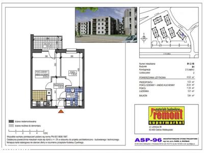 Mieszkanie, 43,02 m², Ostrów Wielkopolski