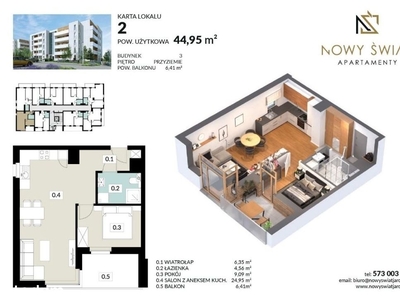 Mieszkanie 44,95m2 Apartamenty Nowy Świat Jarocin