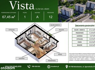 Mieszkanie 67,45 m2 Vista by kras-dom