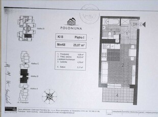 Polonijna 11 , mieszkanie 25,07 m2 + komórka lokatorska 2,47 m2