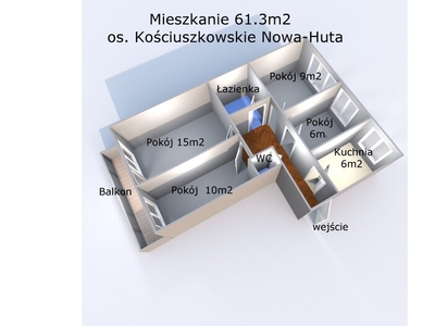 Mieszkanie na sprzedaż 61,00 m², piętro 1, oferta nr 827505