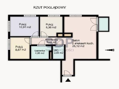 Mieszkanie na sprzedaż 4 pokoje Wrocław Psie Pole, 69,57 m2, 2 piętro