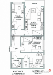 wynajmę mieszkanie Katowice Ligota Zadole ul. Gdańska 64 m2 Vpiętro