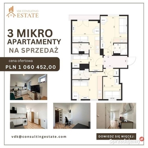 3 mikro apartamenty z balkonem blisko jeziora Gocławskiego