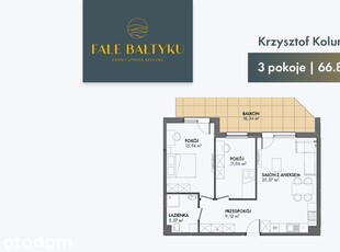 Fale Bałtyku | C34 | 3 pokoje 66.86 m² BALKON 18m²