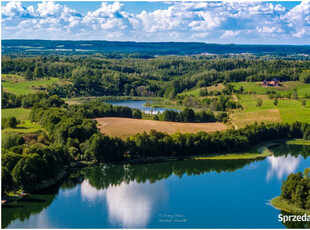 Mazury dwie działki nad jeziorem z linią brzegową