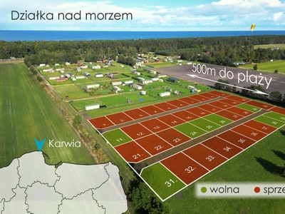 500 metrów do morza, działka w Karwieńskich Błotach