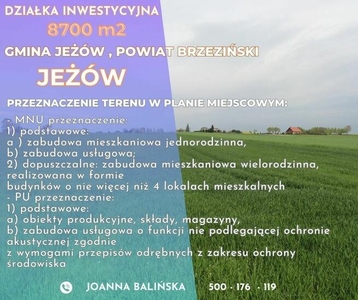 Działka inwestycyjna: usługi, przemysł, budownictwo jednorod