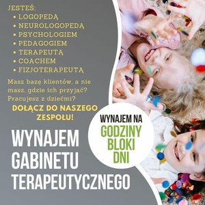 Podnajmę gabinet TERAPEUTYCZNY o powierzchni ok. 7 m2 na god