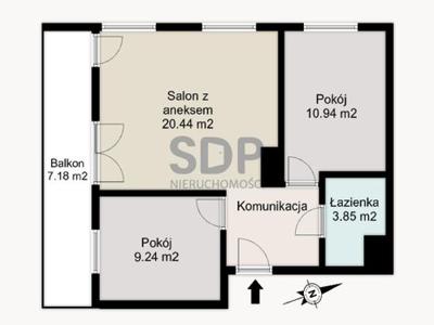 Mieszkanie na sprzedaż 3 pokoje Wrocław Psie Pole, 49,72 m2, 3 piętro