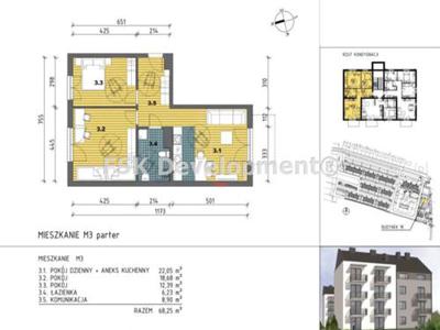 Mieszkanie na sprzedaż 3 pokoje Chorzów, 68,25 m2, parter