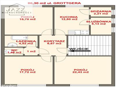 86,30 m2 ul. Grottgera, 3 pokoje