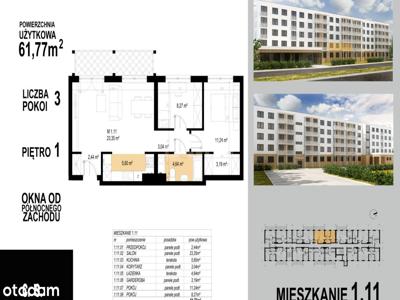 Mieszkanie, 59,39 m², Głogów