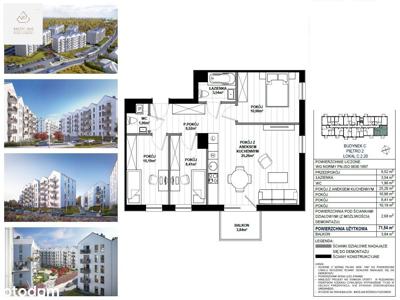 Mieszkanie, 71,54 m², Gdańsk