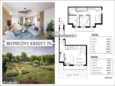 4pok 92m2 dwupoziomowe|ogród 65m2|kredyt 2%|Gotowe