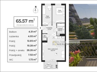 Nowe! 3pok. 65,57m² Balkon 4,31m² Nowe Miasto 0%