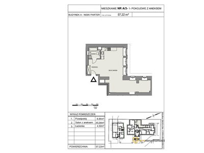 Mieszkanie na sprzedaż 57,30 m², parter, oferta nr 253826