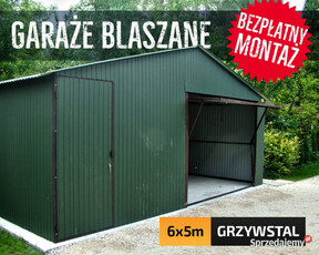 A71 Garaż Blaszany 6x5m - ZIELONY - Garaże Blaszane - Wiatka - GRZYWSTAL