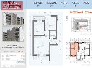 Nowe budownictwo-57,14 m2-3 pok. Lawendowa, Polkow