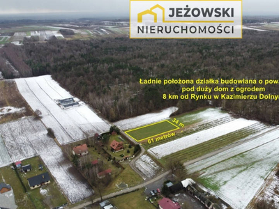 Duża działka budowlana 20 arów, Kazimierz 8 km