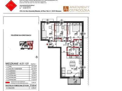 Mieszkanie na sprzedaż 4 pokoje Warszawa Białołęka, 77,02 m2, 1 piętro