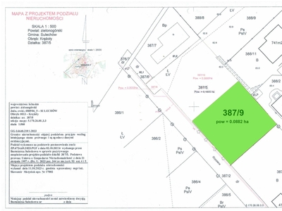 Działka budowlana 882 m2 Krężoły Sulechów