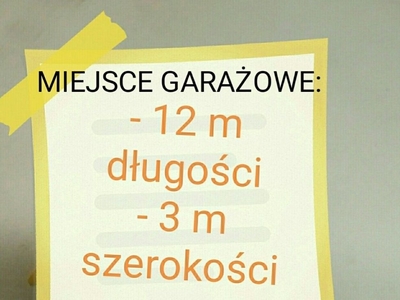 Miejsce garażowe ok.12x3 m, wys. 2m, do wynajęcia (blisko MŁOCINY)