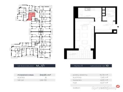 Mieszkanie Lublin 34.65 metrów 1 pokojowe