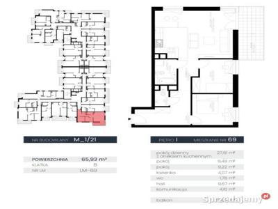 Mieszkanie Lublin 65.93m2 3 pokoje