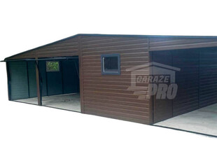 Garaż Blaszany 10x6m + wiata 4x6m 2x Brama Uchylna 2x Drzwi Rynny GP363