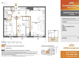 M05 Mieszkanie 3 pokojowe z ogródkiem 71,43 m2