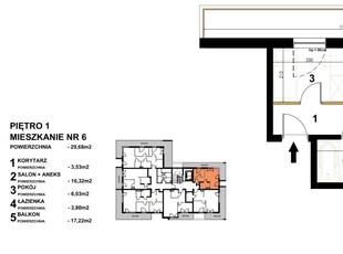 Nowe 1 pokoje z dużym balkonem 44,15 m2