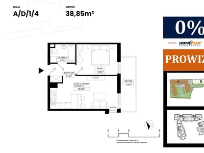 Mieszkanie na sprzedaż 38,85 m², piętro 1, oferta nr 112358/78/OMS