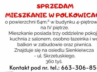 Sprzedam mieszkanie w Polkowicach