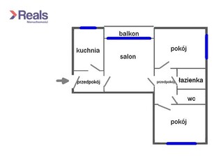 3 pokoje, balkon, kuchnia, mieszkanie 3-stronne