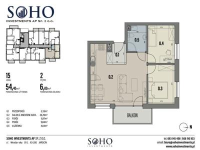 mieszkanie 54,40m2 3-pokoje Apartamenty SOHO