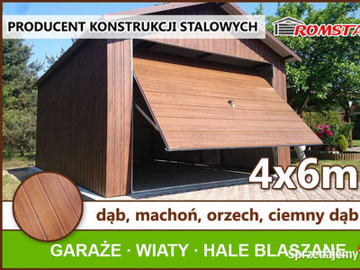 Mały Garaż Drewnopodobny 4x6 - Blaszak - Garaże - Romstal A9v1