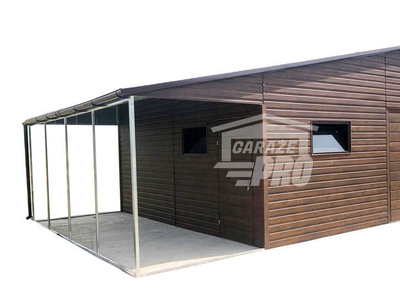 Garaż blaszany 9x6 + wiata 3x6 2x Brama GP135