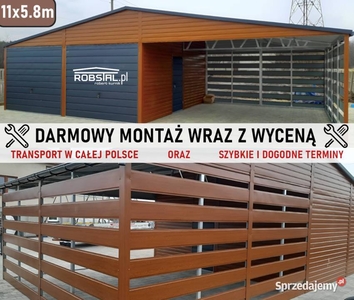 Garaż Blaszany z wiatą 11x5.8m