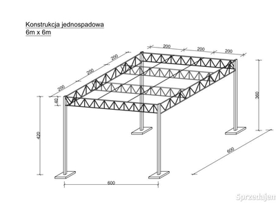 Konstrukcja Stalowa 6x6 - Wiata Hala Garaż Carport