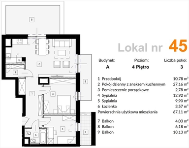 Nowe mieszkanie trzypokojowe(NrA45) -