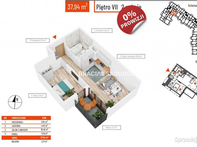 Oferta sprzedaży mieszkania Kraków 37.94m2 2-pokojowe