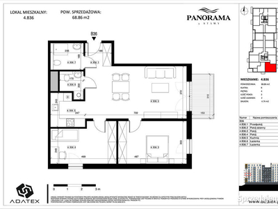 Panorama 3 Stawy Mieszkanie 68,86 m2 - 4.B36