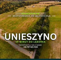 Unieszyno działka budowlana 981m2 graniczy bezpośrednio z linia lasu