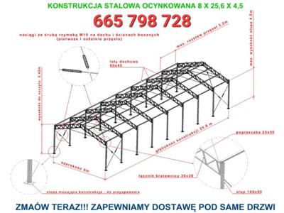 Garaż 8x26x4 hala magazyn wiata modułowa mocna Konstrukcja ocynkowana