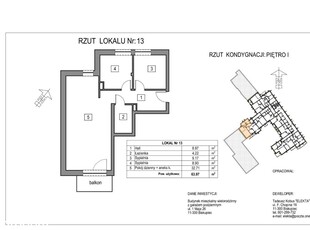 Mieszkanie Nr 13 - Piętro I - 63,97m2