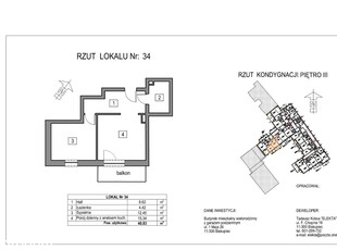 Mieszkanie Nr 34 - Piętro III - 40,83m2